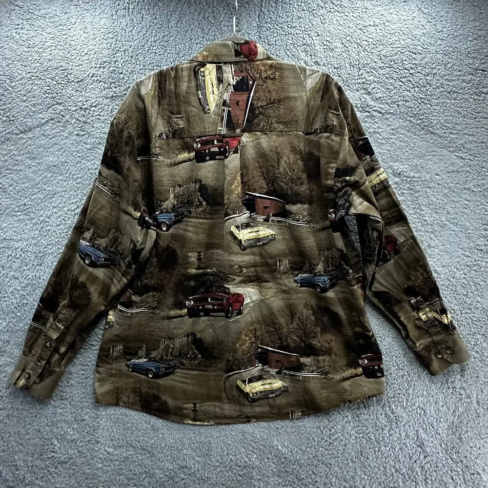 VTG North River Outfitters Men's XL Shirt Classic Car Design Long Sleeve EUC